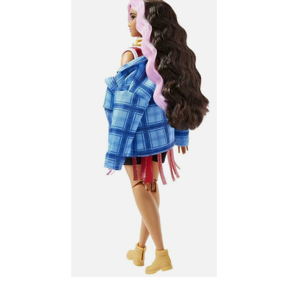 Barbie Extra Doll # 13 Basketball Jersey Dress Flannel Shirt and Pet NWT - Picture 9 of 9